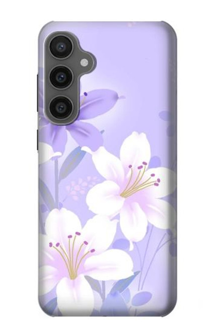 W2361 Purple White Flowers Hard Case and Leather Flip Case For Samsung Galaxy S23 FE