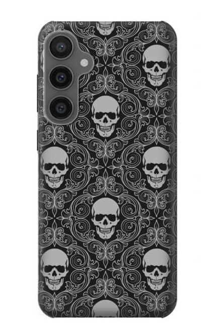 W2371 Skull Vintage Monochrome Pattern Hard Case and Leather Flip Case For Samsung Galaxy S23 FE