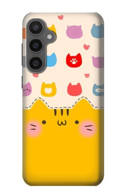 W2442 Cute Cat Cartoon Funny Hard Case and Leather Flip Case For Samsung Galaxy S23 FE