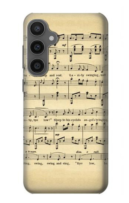 W2504 Vintage Music Sheet Hard Case and Leather Flip Case For Samsung Galaxy S23 FE