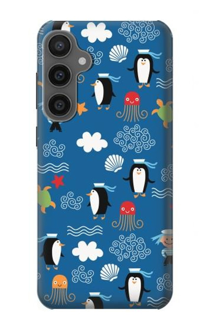 W2572 Marine Penguin Pattern Hard Case and Leather Flip Case For Samsung Galaxy S23 FE