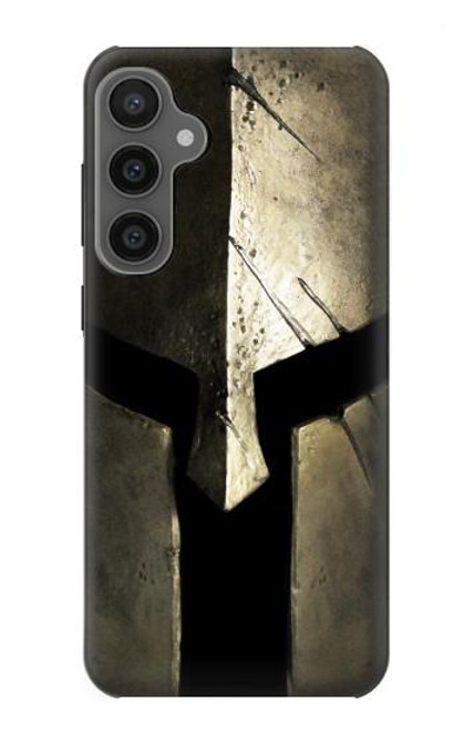 W2673 Spartan Warrior Helmet Hard Case and Leather Flip Case For Samsung Galaxy S23 FE