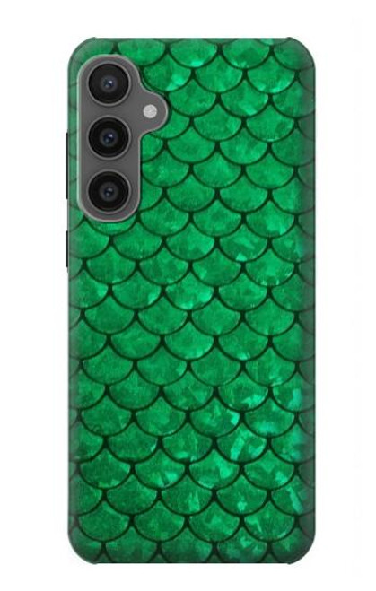 W2704 Green Fish Scale Pattern Graphic Hard Case and Leather Flip Case For Samsung Galaxy S23 FE