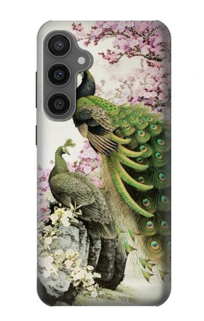 W2773 Peacock Chinese Brush Painting Hard Case and Leather Flip Case For Samsung Galaxy S23 FE