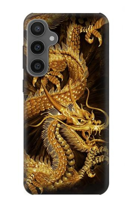 W2804 Chinese Gold Dragon Printed Hard Case and Leather Flip Case For Samsung Galaxy S23 FE