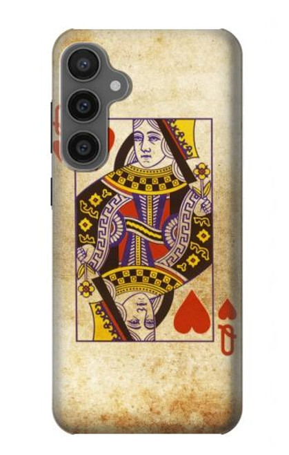 W2833 Poker Card Queen Hearts Hard Case and Leather Flip Case For Samsung Galaxy S23 FE