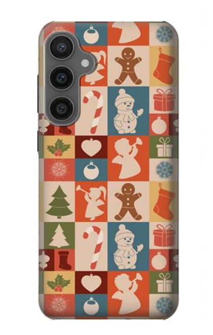 W2854 Cute Xmas Pattern Hard Case and Leather Flip Case For Samsung Galaxy S23 FE