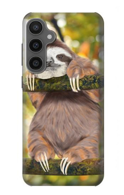 W3138 Cute Baby Sloth Paint Hard Case and Leather Flip Case For Samsung Galaxy S23 FE