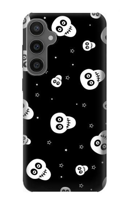 W3261 Smile Skull Halloween Pattern Hard Case and Leather Flip Case For Samsung Galaxy S23 FE