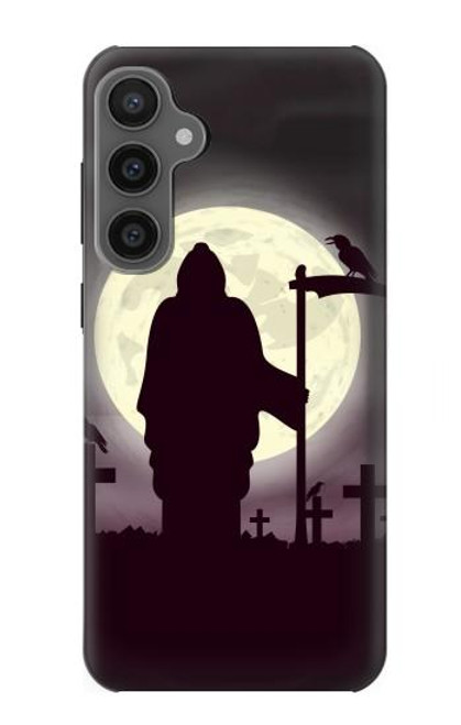 W3262 Grim Reaper Night Moon Cemetery Hard Case and Leather Flip Case For Samsung Galaxy S23 FE