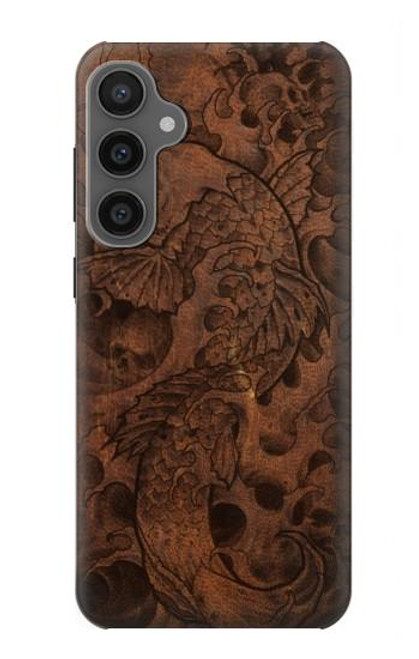 W3405 Fish Tattoo Leather Graphic Print Hard Case and Leather Flip Case For Samsung Galaxy S23 FE