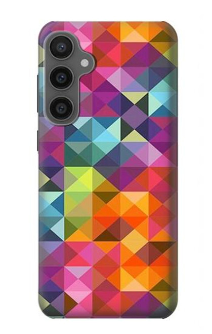 W3477 Abstract Diamond Pattern Hard Case and Leather Flip Case For Samsung Galaxy S23 FE