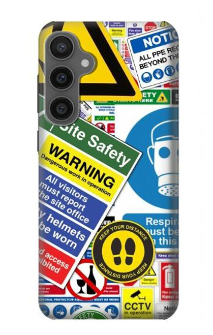 W3960 Safety Signs Sticker Collage Hard Case and Leather Flip Case For Samsung Galaxy S23 FE