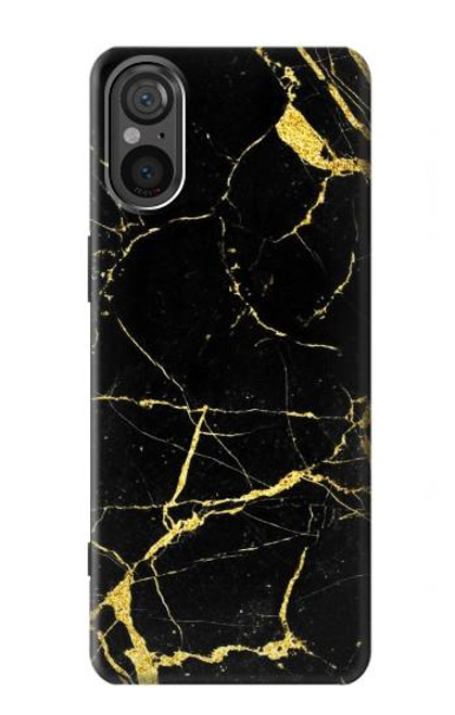 W2896 Gold Marble Graphic Printed Hard Case and Leather Flip Case For Sony Xperia 5 V