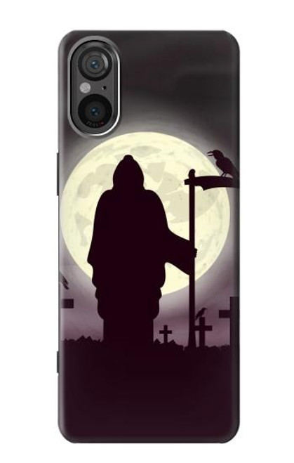 W3262 Grim Reaper Night Moon Cemetery Hard Case and Leather Flip Case For Sony Xperia 5 V