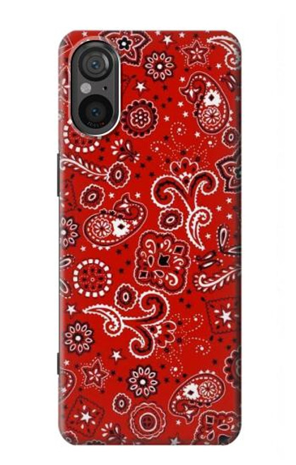 W3354 Red Classic Bandana Hard Case and Leather Flip Case For Sony Xperia 5 V