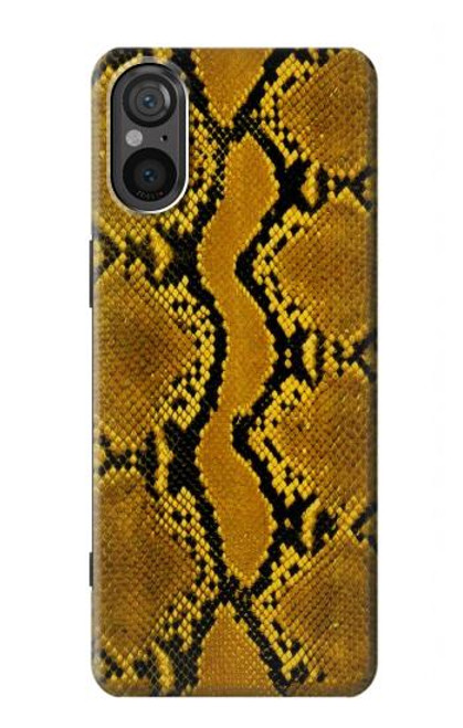 W3365 Yellow Python Skin Graphic Print Hard Case and Leather Flip Case For Sony Xperia 5 V