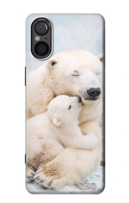 W3373 Polar Bear Hug Family Hard Case and Leather Flip Case For Sony Xperia 5 V