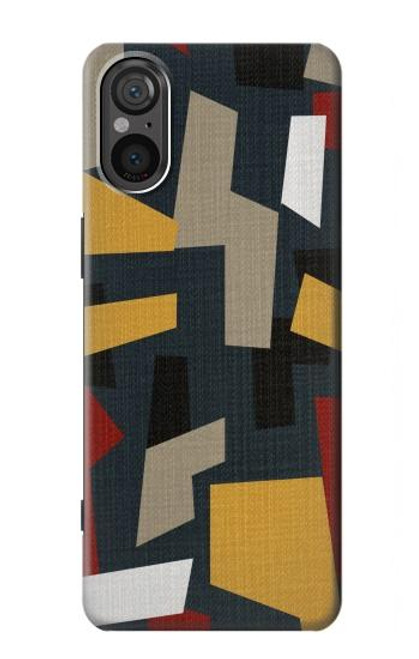 W3386 Abstract Fabric Texture Hard Case and Leather Flip Case For Sony Xperia 5 V