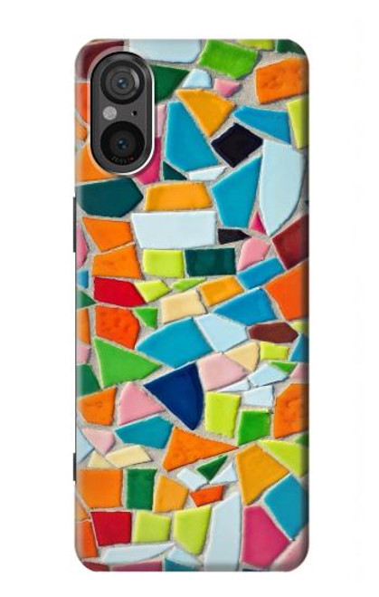 W3391 Abstract Art Mosaic Tiles Graphic Hard Case and Leather Flip Case For Sony Xperia 5 V