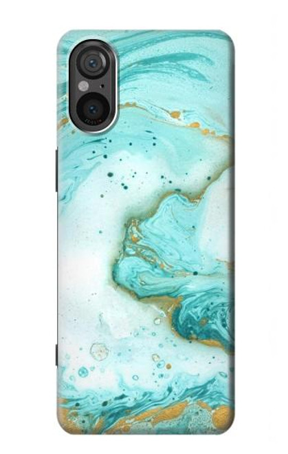 W3399 Green Marble Graphic Print Hard Case and Leather Flip Case For Sony Xperia 5 V