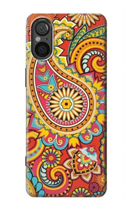 W3402 Floral Paisley Pattern Seamless Hard Case and Leather Flip Case For Sony Xperia 5 V