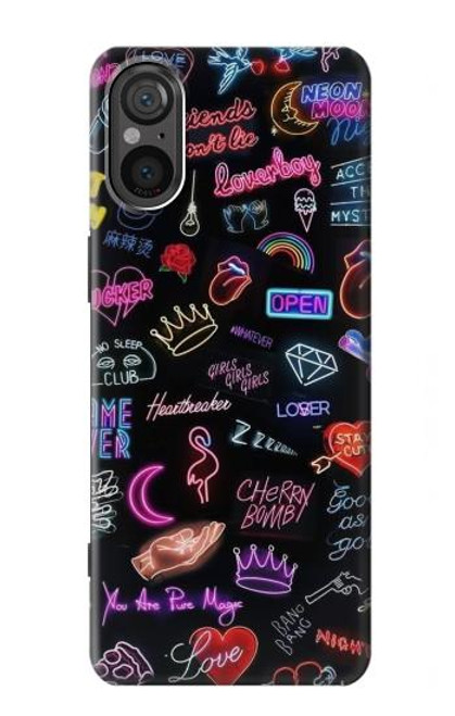 W3433 Vintage Neon Graphic Hard Case and Leather Flip Case For Sony Xperia 5 V