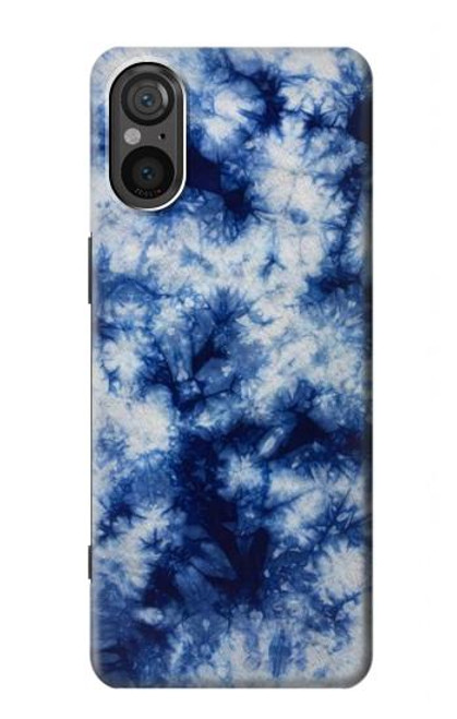 W3439 Fabric Indigo Tie Dye Hard Case and Leather Flip Case For Sony Xperia 5 V