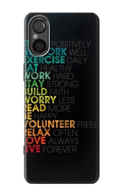 W3523 Think Positive Words Quotes Hard Case and Leather Flip Case For Sony Xperia 5 V