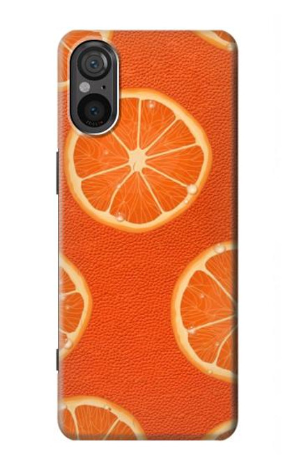W3946 Seamless Orange Pattern Hard Case and Leather Flip Case For Sony Xperia 5 V