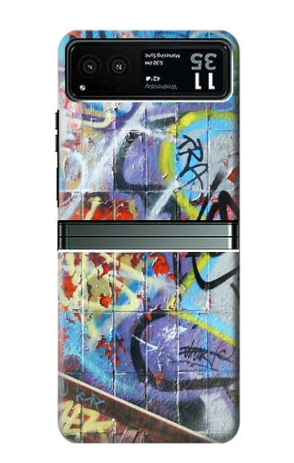 W0588 Wall Graffiti Hard Case and Leather Flip Case For Motorola Razr 40