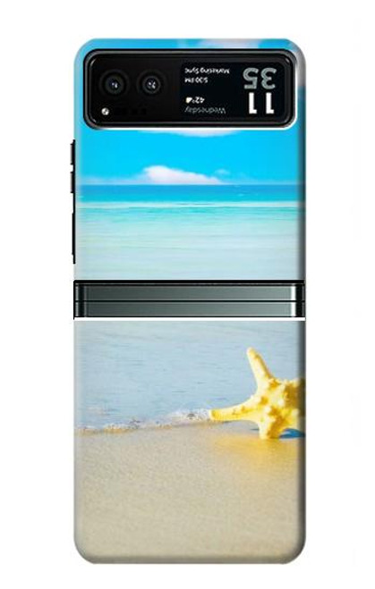 W0911 Relax at the Beach Hard Case and Leather Flip Case For Motorola Razr 40