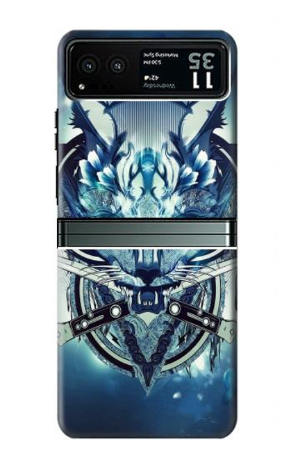 W1135 Wolf with knives Rock Hard Case and Leather Flip Case For Motorola Razr 40