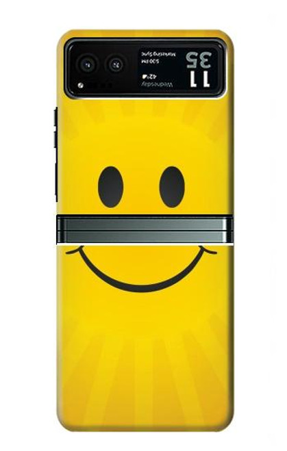 W1146 Yellow Sun Smile Hard Case and Leather Flip Case For Motorola Razr 40