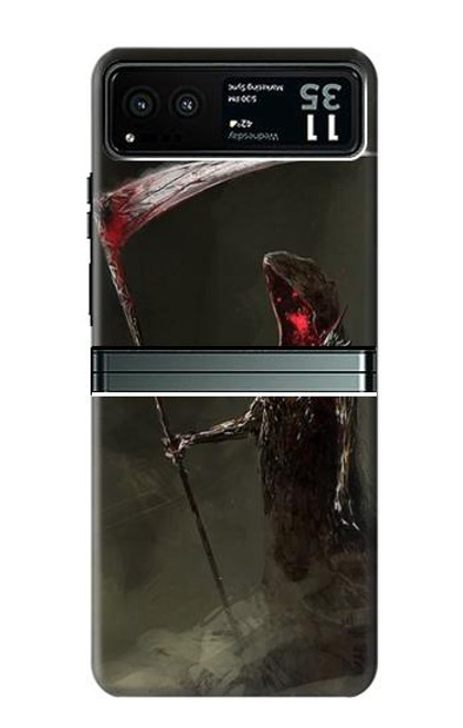 W1319 Grim Reaper Death Scythe Hard Case and Leather Flip Case For Motorola Razr 40