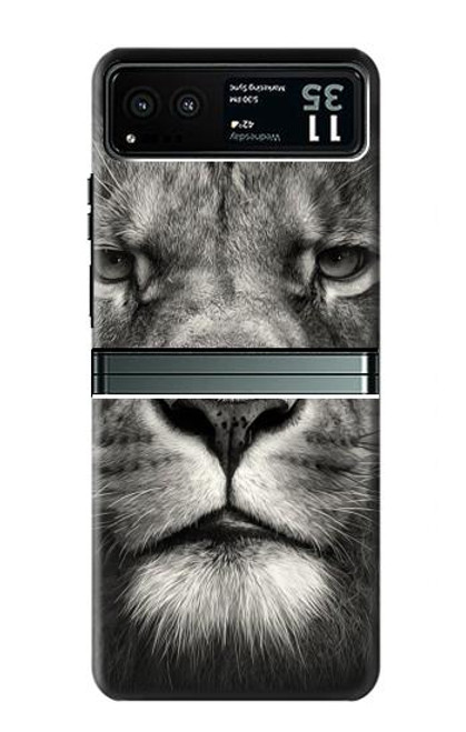 W1352 Lion Face Hard Case and Leather Flip Case For Motorola Razr 40