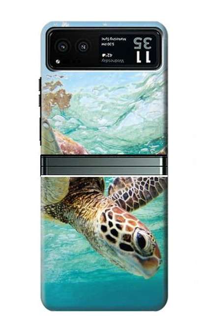 W1377 Ocean Sea Turtle Hard Case and Leather Flip Case For Motorola Razr 40