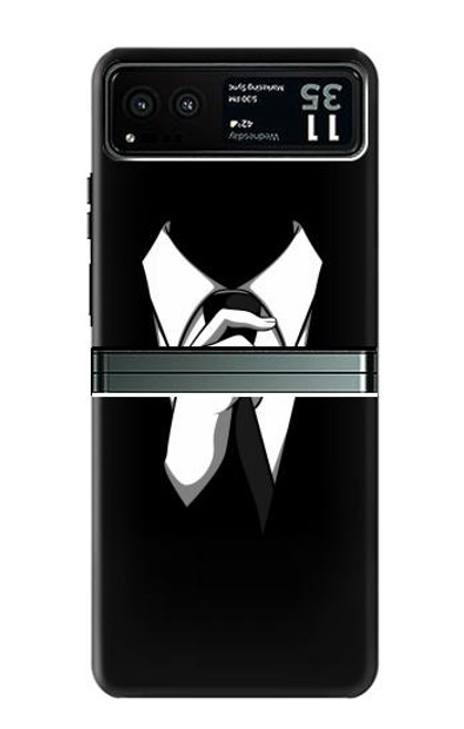 W1591 Anonymous Man in Black Suit Hard Case and Leather Flip Case For Motorola Razr 40