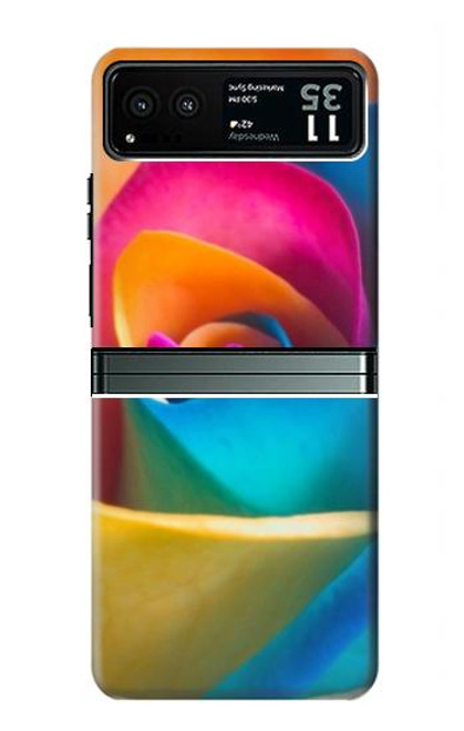 W1671 Rainbow Colorful Rose Hard Case and Leather Flip Case For Motorola Razr 40