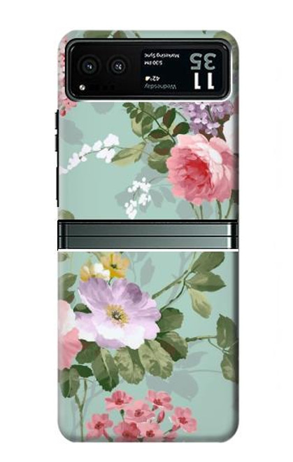 W2178 Flower Floral Art Painting Hard Case and Leather Flip Case For Motorola Razr 40