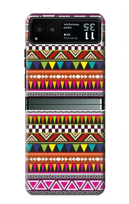 W2292 Aztec Tribal Pattern Hard Case and Leather Flip Case For Motorola Razr 40