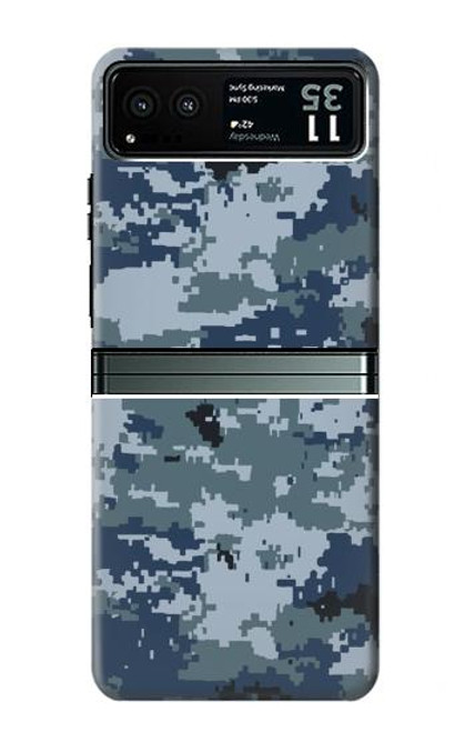 W2346 Navy Camo Camouflage Graphic Hard Case and Leather Flip Case For Motorola Razr 40