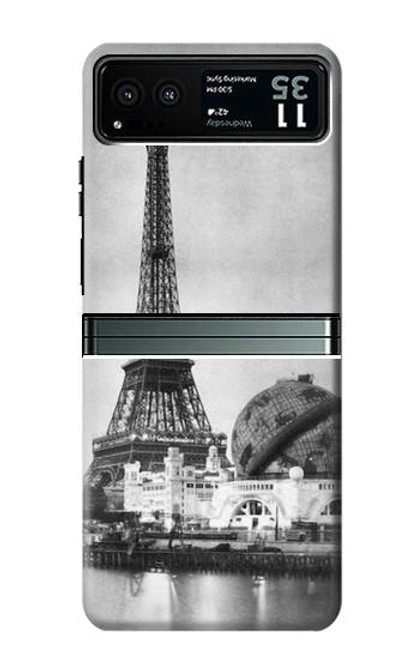 W2350 Old Paris Eiffel Tower Hard Case and Leather Flip Case For Motorola Razr 40