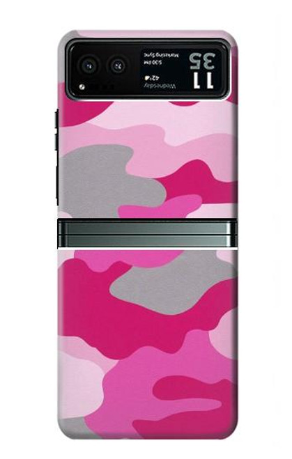 W2525 Pink Camo Camouflage Hard Case and Leather Flip Case For Motorola Razr 40