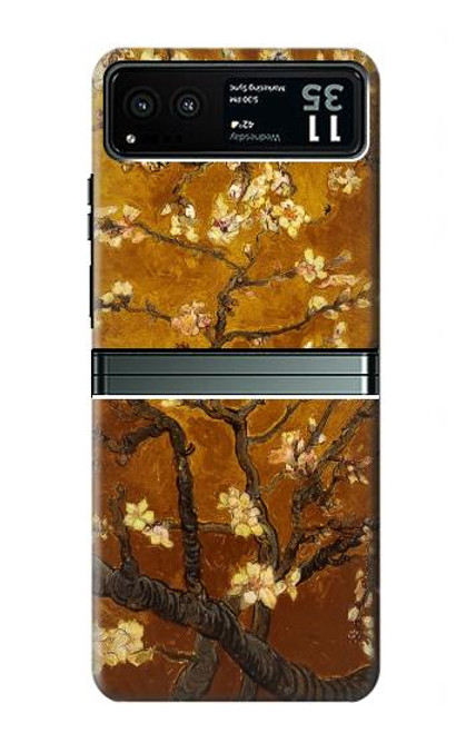 W2663 Yellow Blossoming Almond Tree Van Gogh Hard Case and Leather Flip Case For Motorola Razr 40