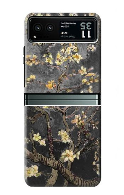 W2664 Black Blossoming Almond Tree Van Gogh Hard Case and Leather Flip Case For Motorola Razr 40