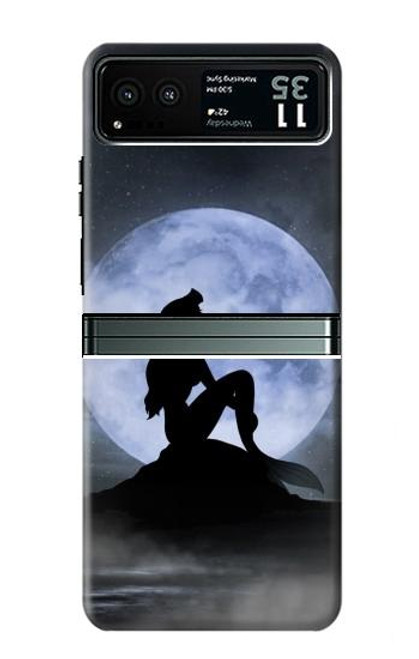 W2668 Mermaid Silhouette Moon Night Hard Case and Leather Flip Case For Motorola Razr 40