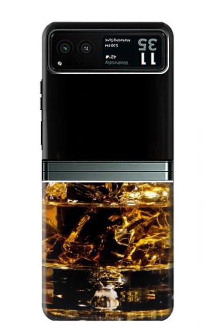 W2742 Ice Whiskey Whisky Glass Hard Case and Leather Flip Case For Motorola Razr 40