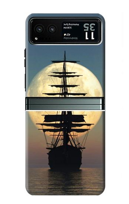 W2897 Pirate Ship Moon Night Hard Case and Leather Flip Case For Motorola Razr 40