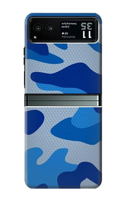 W2958 Army Blue Camo Camouflage Hard Case and Leather Flip Case For Motorola Razr 40